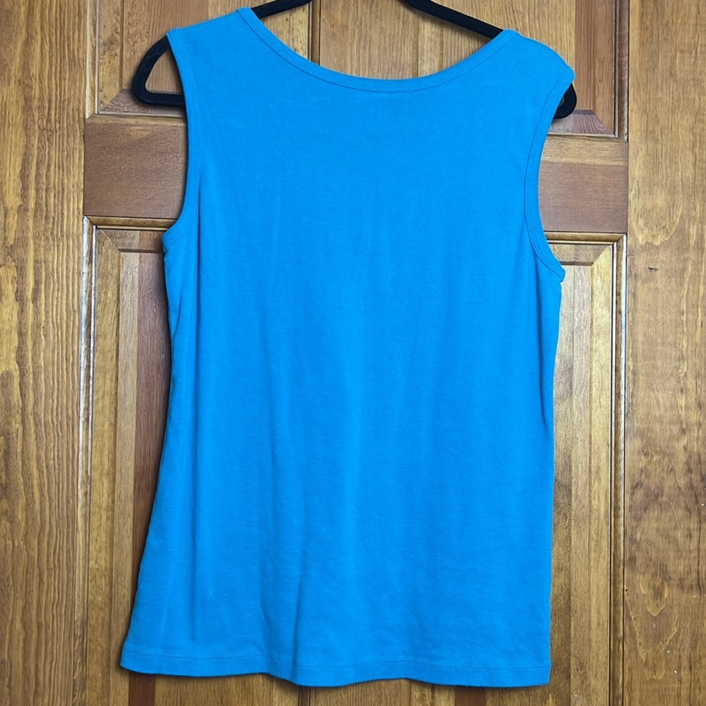 Women's LL Bean Size Large Blue Tank Top 100% Cotton - Picture 4 of 4